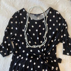 Ellos Polka Dot Faux Wrap Retro Swing Dress